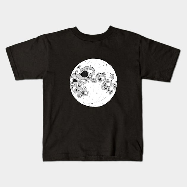 Full Moon Crater Eyes Kids T-Shirt by studiogooz